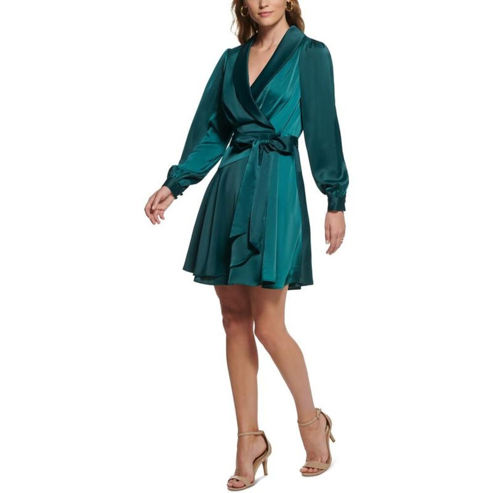 Vince Camuto Womens Green Pleated Mini Formal Cocktail and Party Dress NWT
